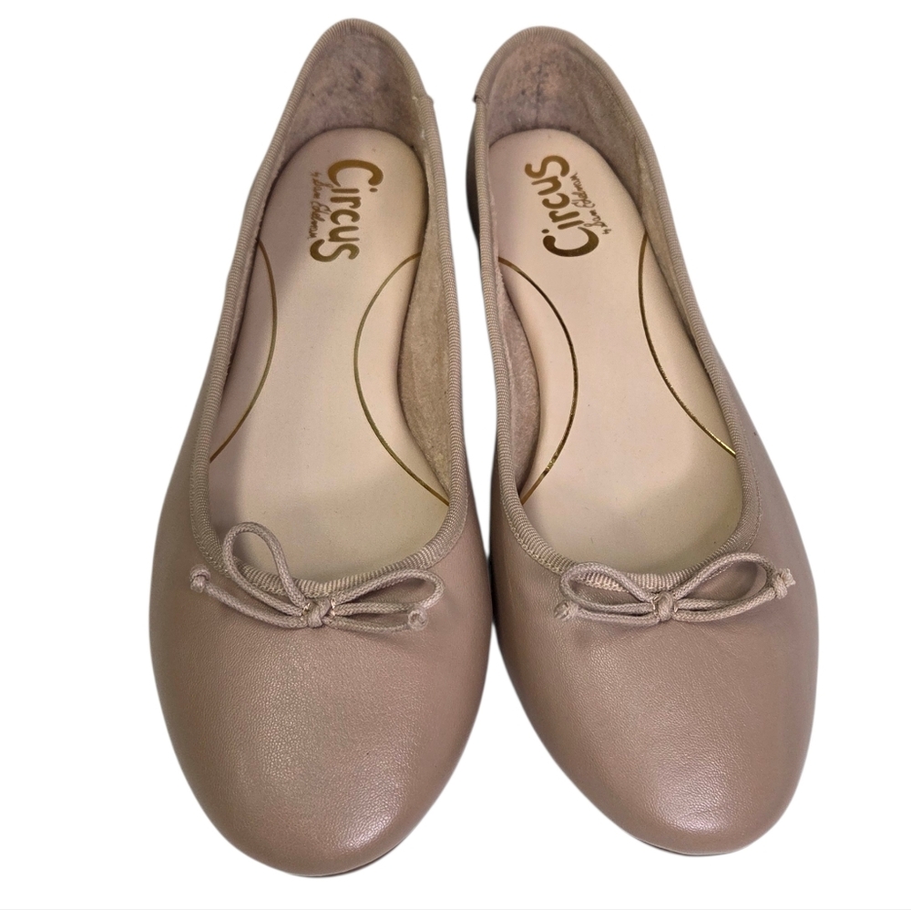 Circus by Sam Edelman Tan Beige Bow Detail Leather Ballet Flats Size 10